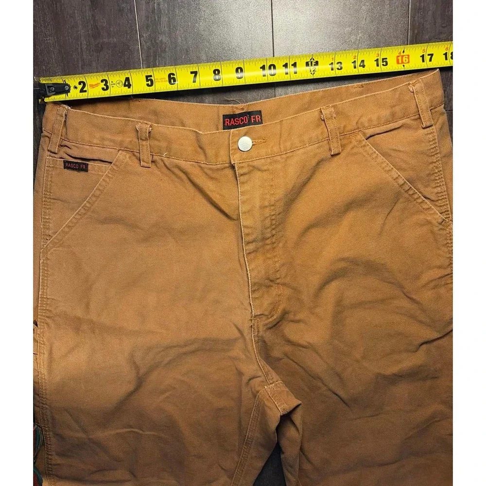 Rasco FR Carpenter Pants Mens 38x32 Brown Duck Flame Resistant Workwear CBF1215 - Picture 8 of 9